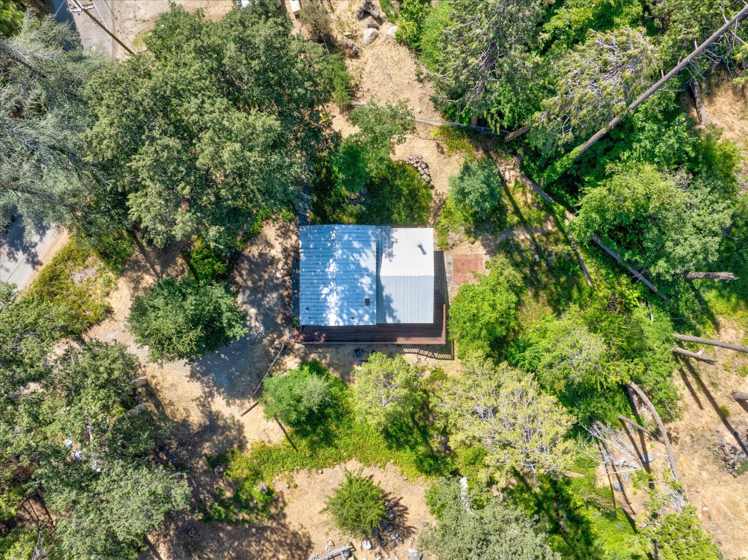 44800 Mountain Meadow Road Oakhurst, CA 93644 - Photo 40 of 41 an aerial view of a house with a yard and large trees