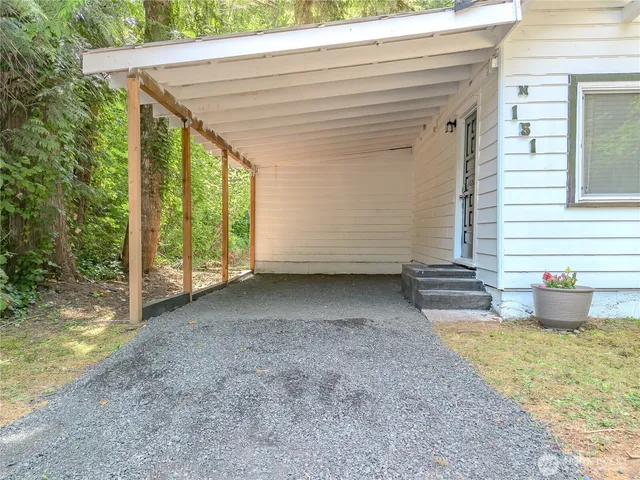 a view of outdoor space and garage