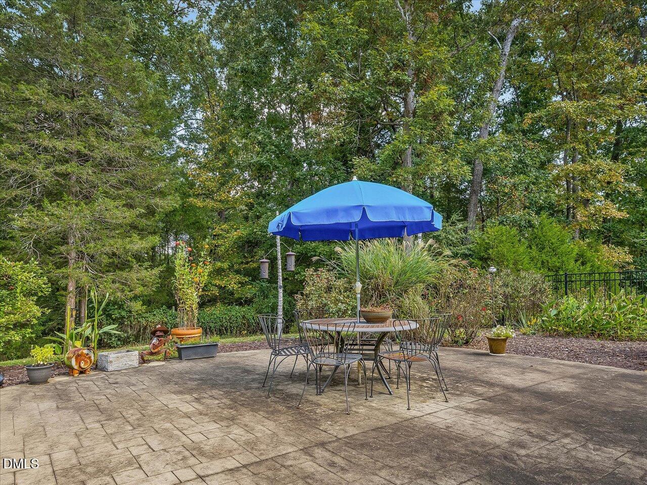 1210 Manco Dairy Road Pittsboro, NC 27312 - Photo 19 of 99 an outdoor sitting area with chairs and umbrella