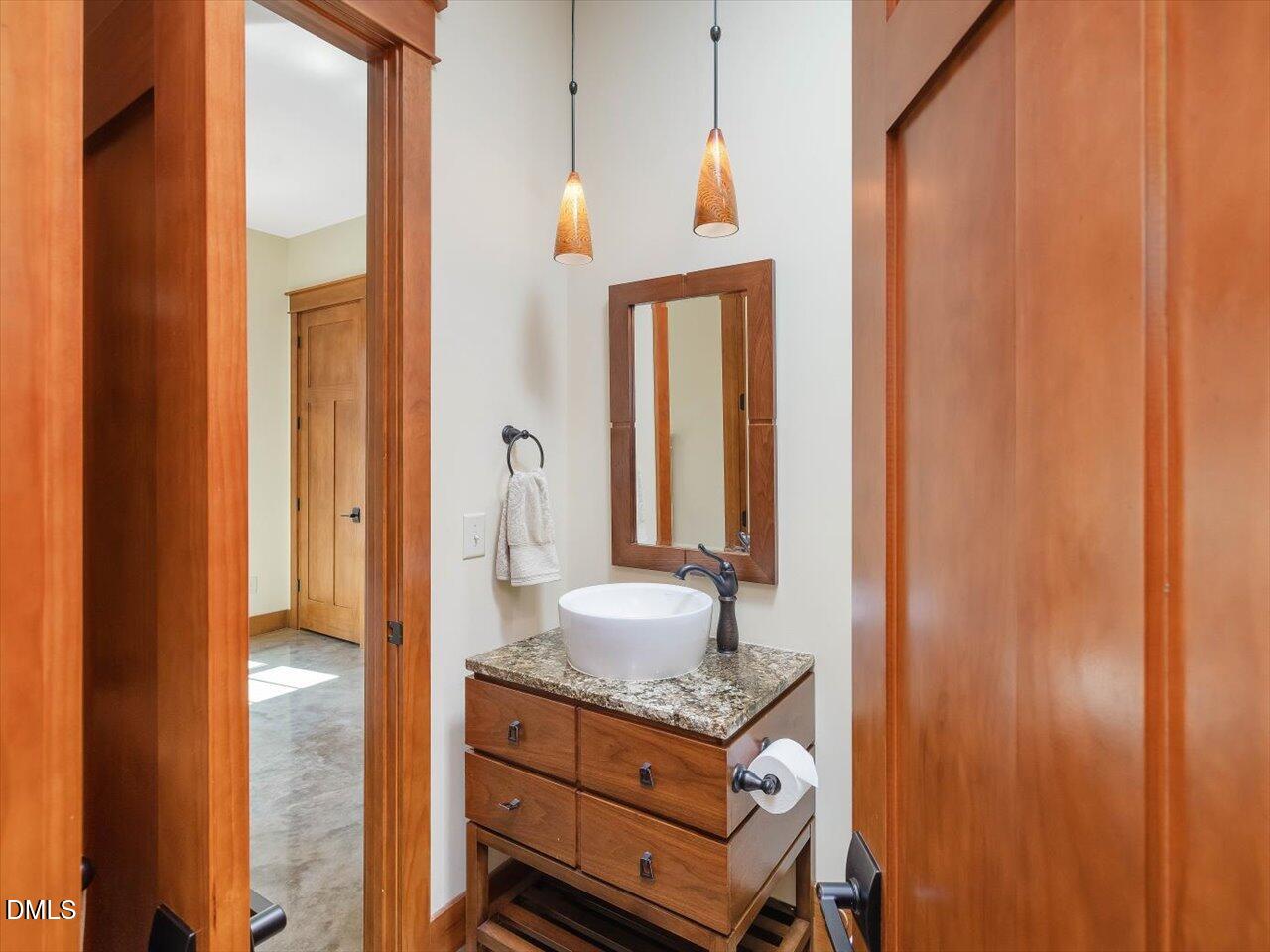 1210 Manco Dairy Road Pittsboro, NC 27312 - Photo 69 of 99 a bathroom with a sink and a mirror