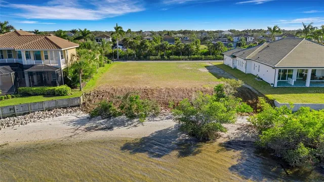 an aerial view of a house with a garden
