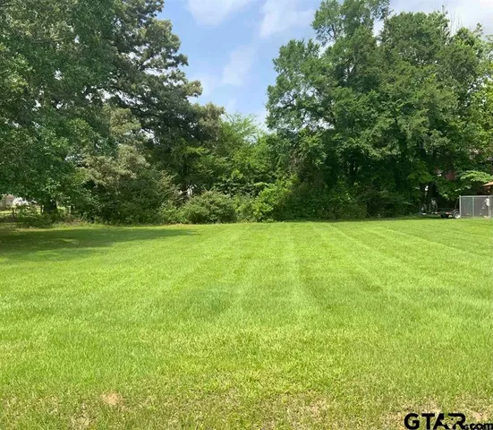 a view of green field with trees in the background