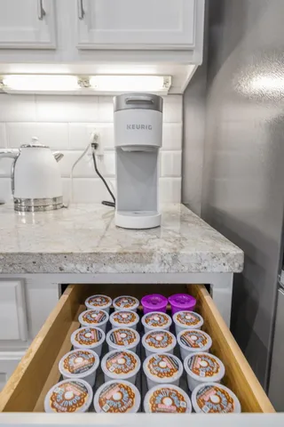 a bath room with a rug