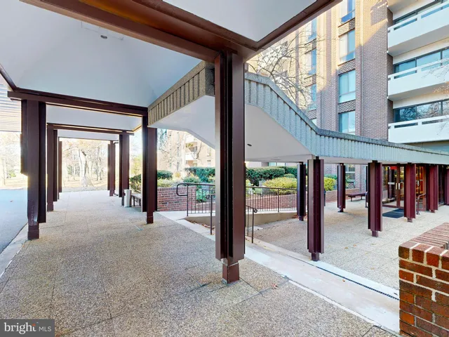 a view of a building from a balcony