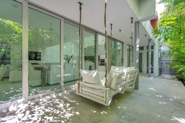 a outdoor view with a sitting space