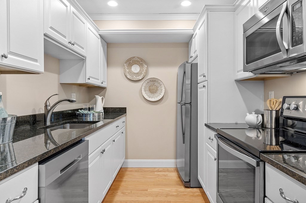 25 Holly Lane, Unit 2A Brookline, MA 02467 - Photo 3 of 34 a kitchen with stainless steel appliances granite countertop a sink and a stove