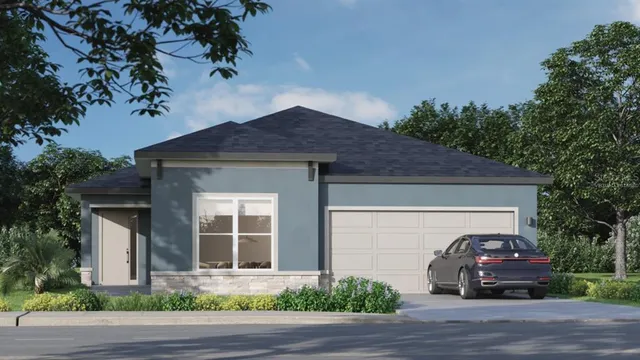 a house view with a garden space