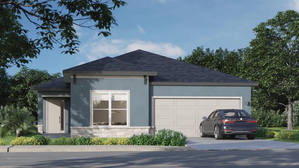 a house view with a garden space