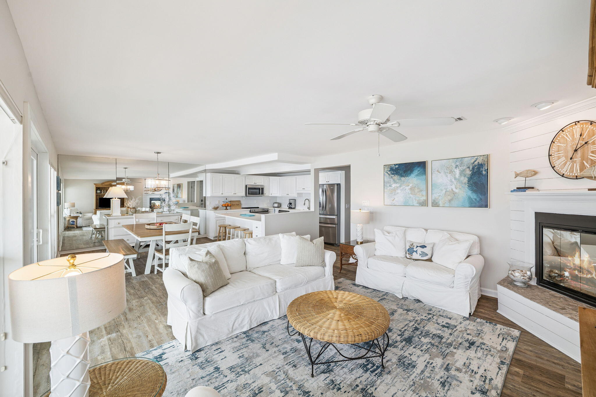 142 Beachside Drive, Unit 10 Santa Rosa Beach, FL 32459 - Photo 12 of 42 a living room with furniture and a fireplace