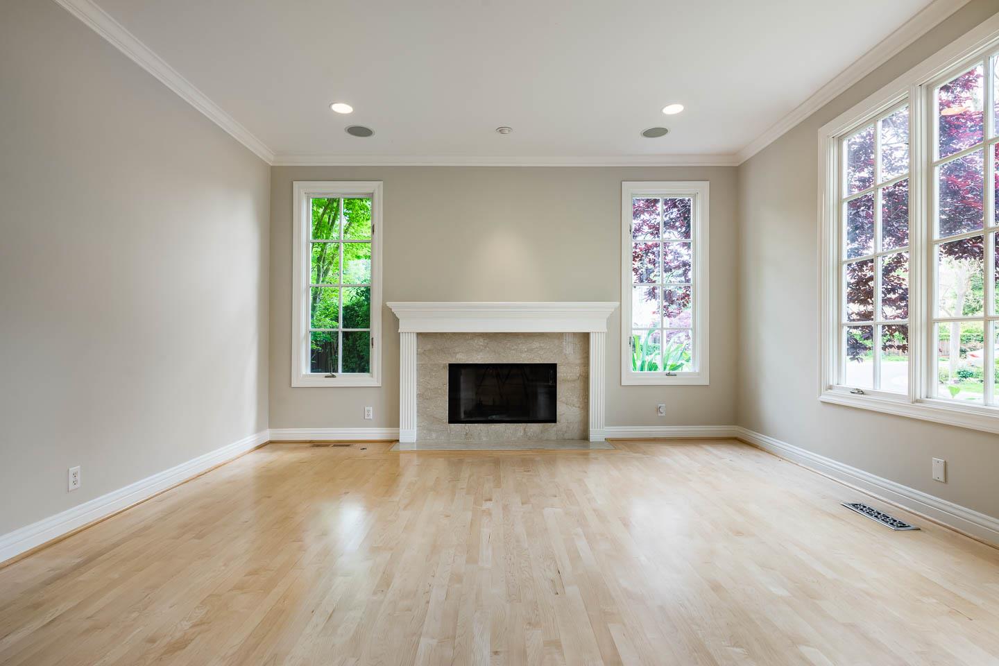 290 Gloria Circle Menlo Park, CA 94025 - Photo 9 of 41 a view of an empty room with a window and fireplace