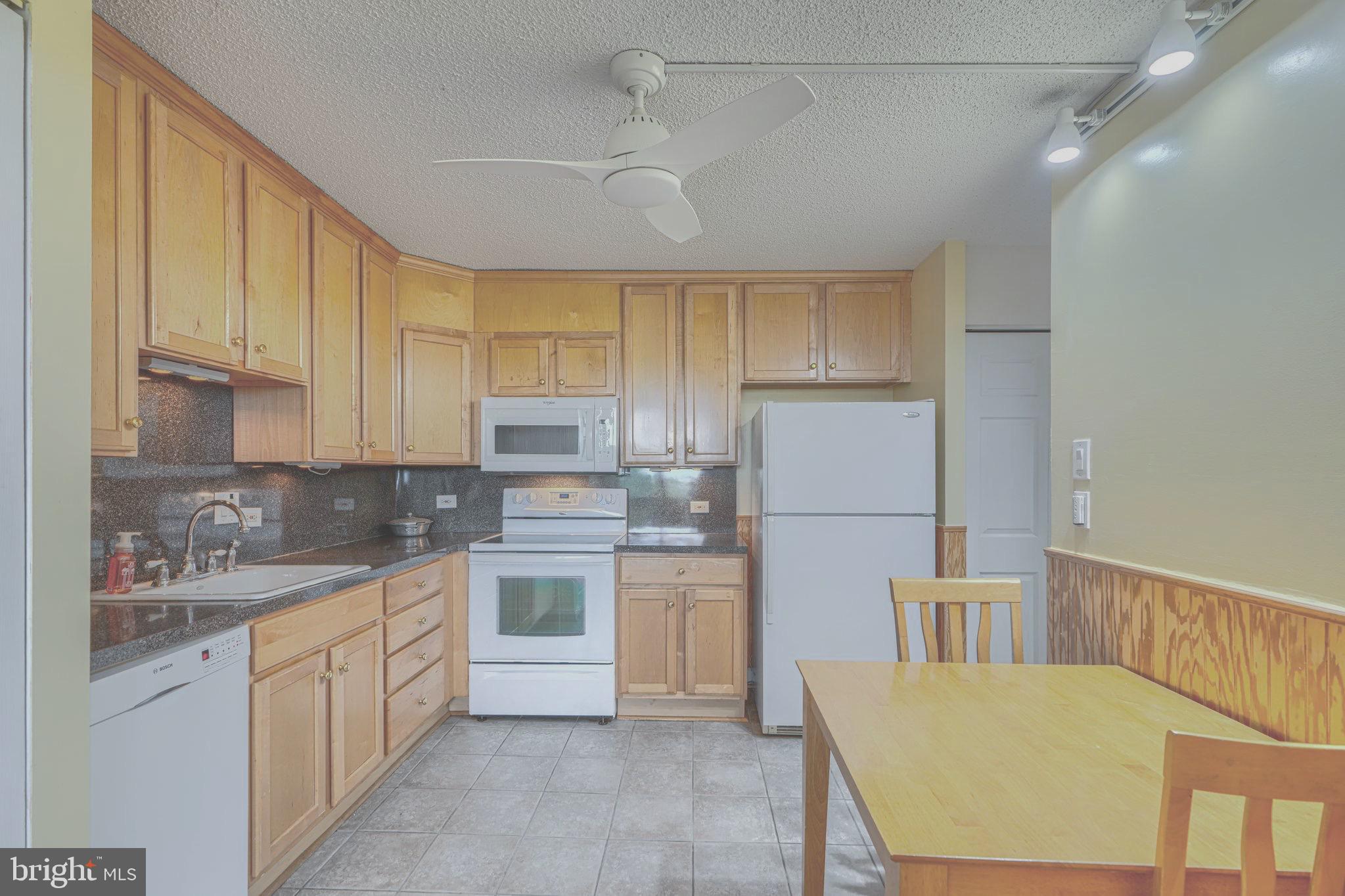 4100 North Charles Street, Unit 1010 Baltimore, MD 21218 - Photo 5 of 73 Kitchen with track lighting and ceiling fan