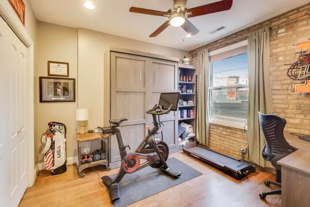 a view of a room with gym equipment