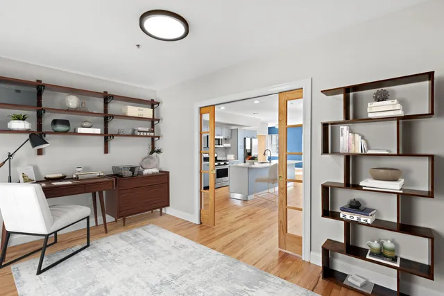 a living room with furniture