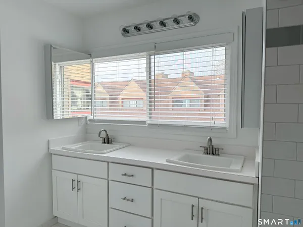 a bathroom with a bathtub