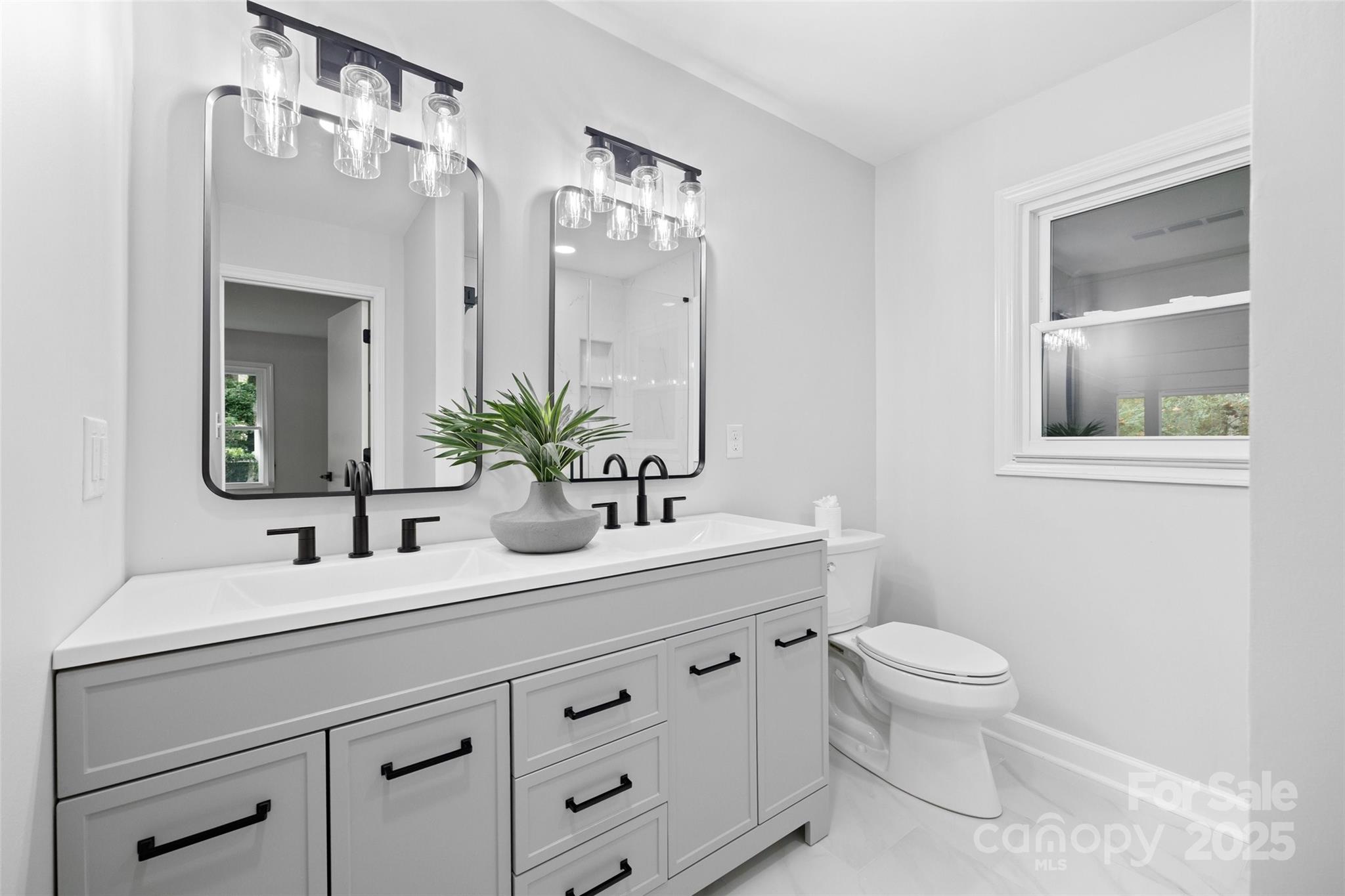 7301 Timber Ridge Drive Mint Hill, NC 28227 - Photo 18 of 37 a bathroom with a sink a toilet and a mirror