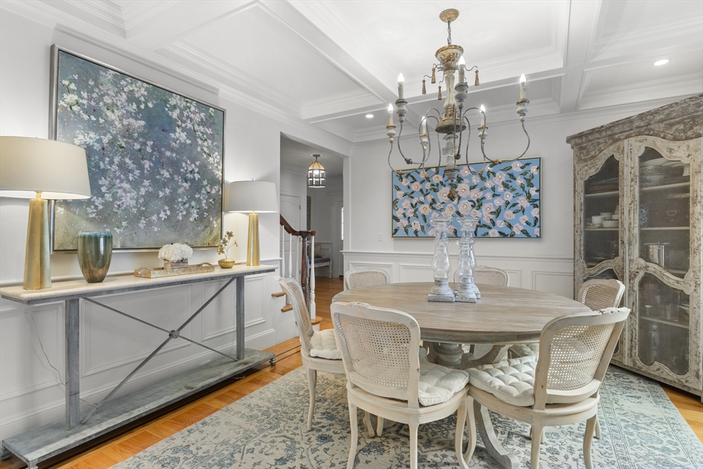 38 Longacre Road Needham, MA 02492 - Photo 11 of 42 a view of a dining room with furniture and chandelier