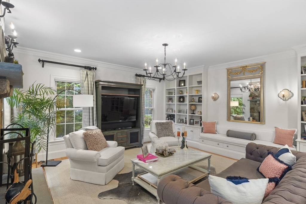 38 Longacre Road Needham, MA 02492 - Photo 16 of 42 a living room with furniture fireplace and a large window