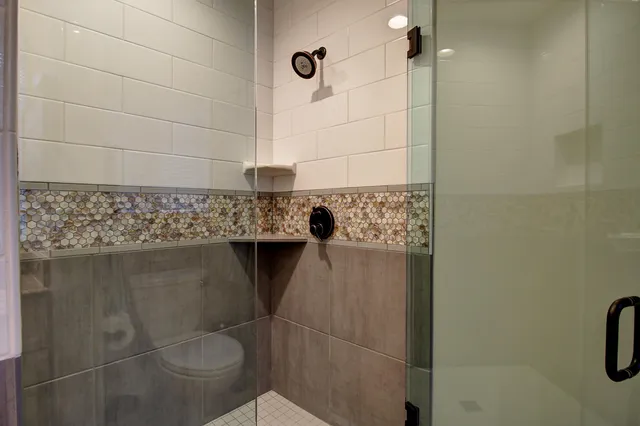 a bathroom with a shower