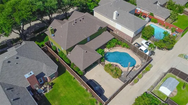 an aerial view of a house