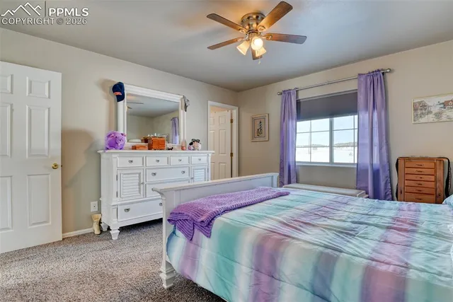 a bedroom with a bed and a cabinets