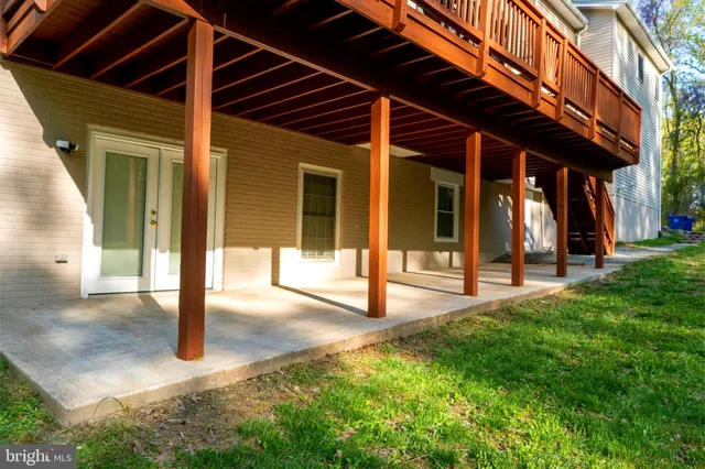 a view of a porch with a backyard