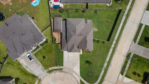 an aerial view of a house