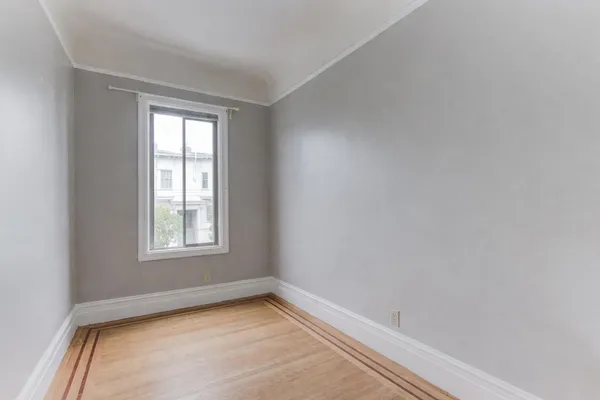 an empty room with a window