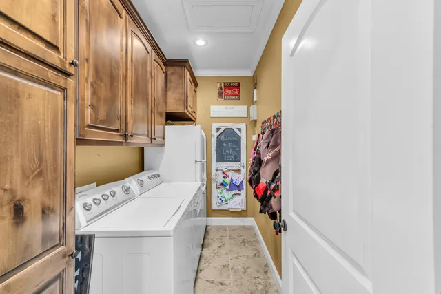 a storage room with washer and dryer