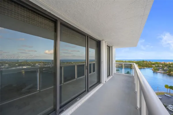 a view of balcony with ocean view