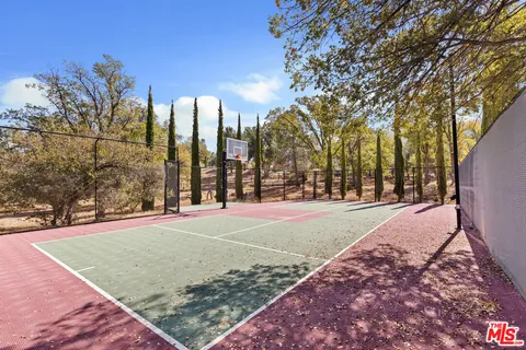 a view of a road with a trees