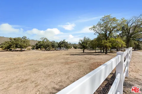 a view of a yard with a tree in the background