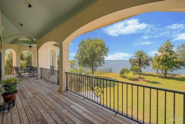 a view of a city with lawn chairs