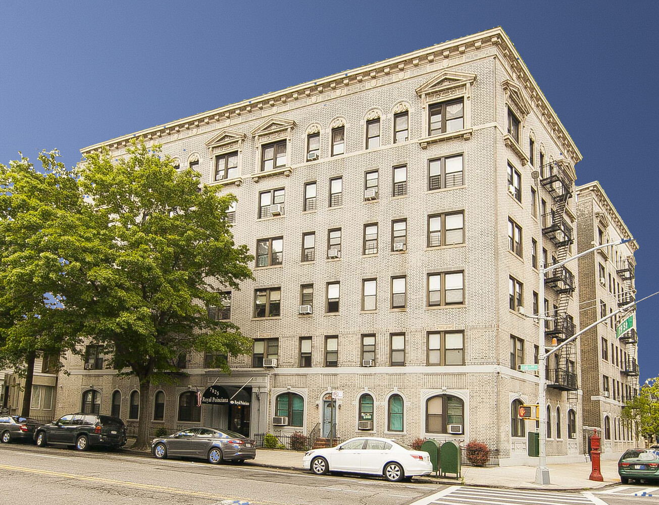 a front view of a building