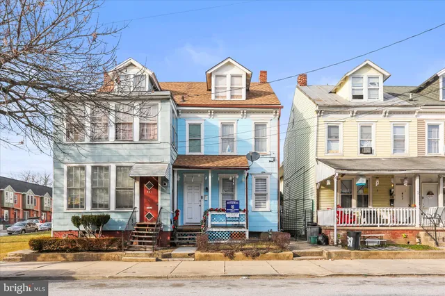 front view of a brick building