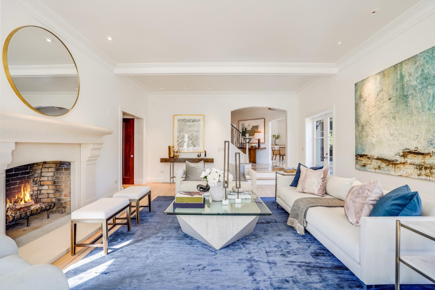 540 Moore Road Woodside, CA 94062 - Photo 34 of 85 a living room with furniture and a fireplace