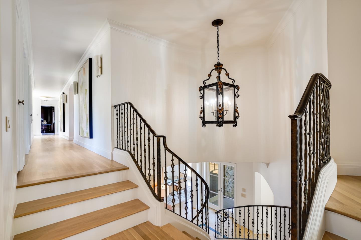 540 Moore Road Woodside, CA 94062 - Photo 42 of 85 a view of a hallway with chandelier