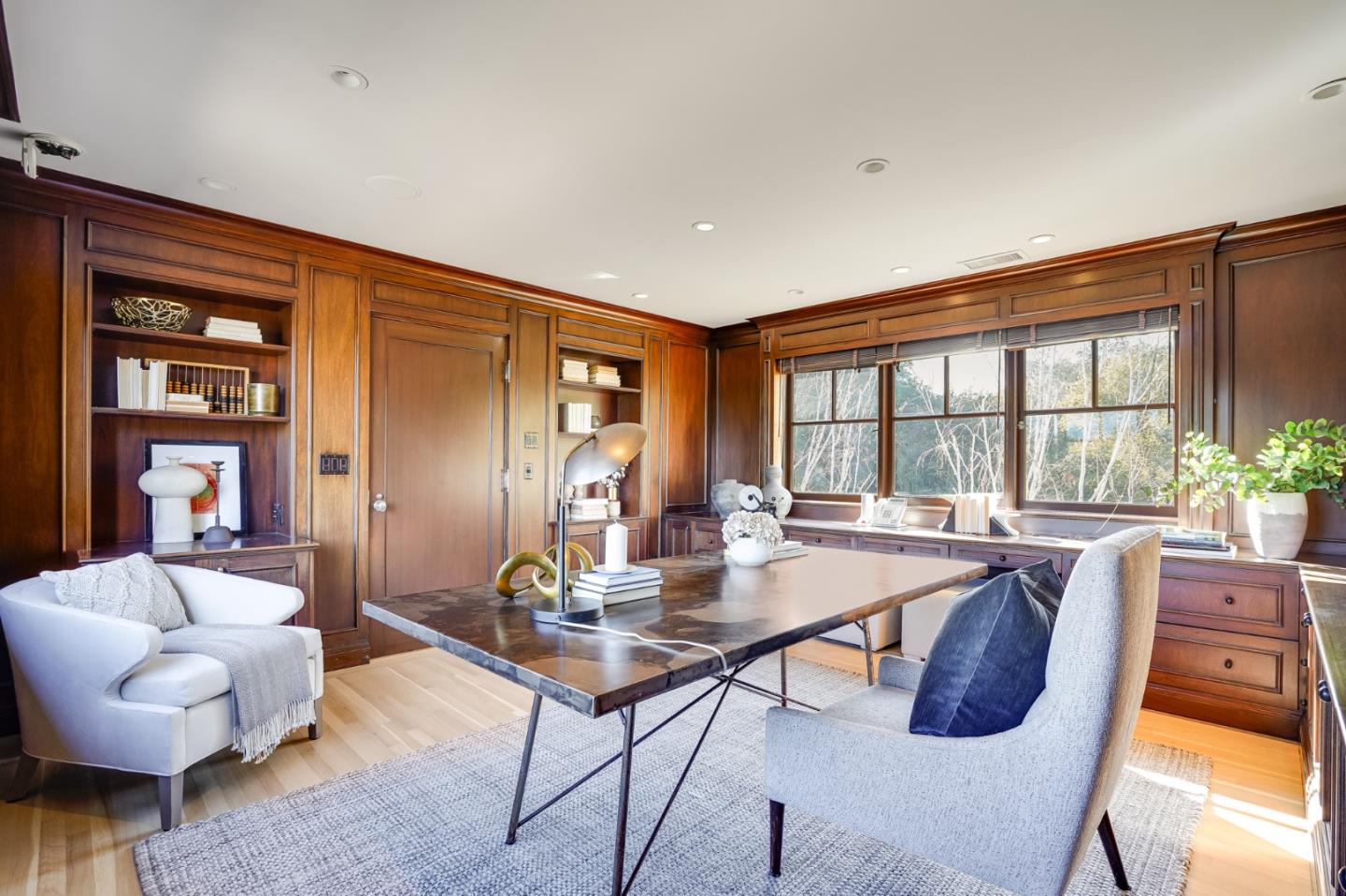 540 Moore Road Woodside, CA 94062 - Photo 62 of 85 a view of a dining room with furniture window and outside view