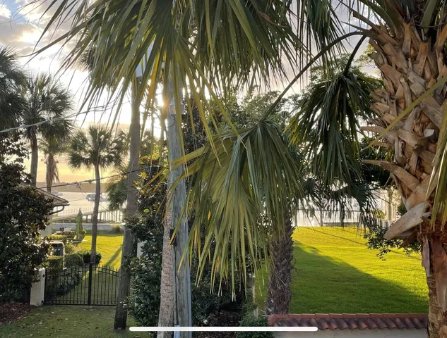 a view of swimming pool from a yard
