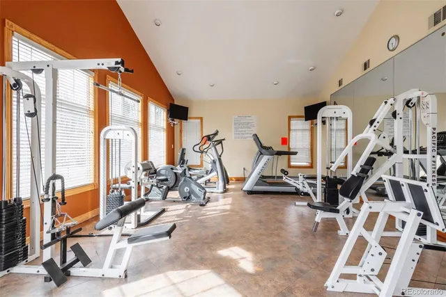 a view of a room with gym equipment