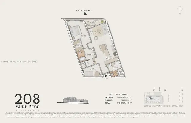 $1,375,000 | 8800 Collins Avenue, Unit 208, Surfside, FL 33154