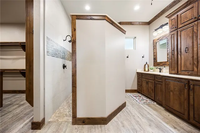a bathroom with a shower