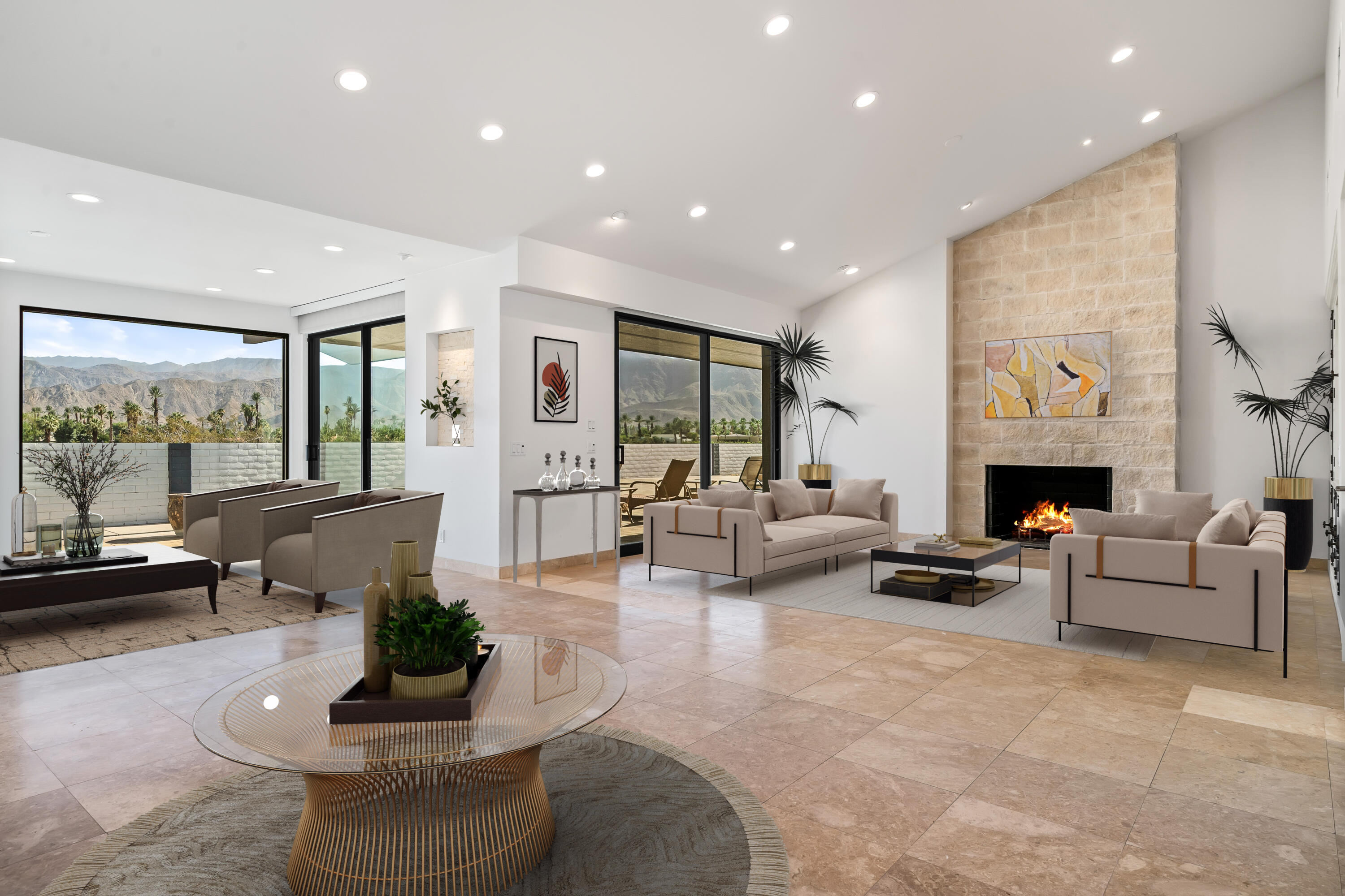 401 Iris Lane Rancho Mirage, CA 92270 - Photo 16 of 87 a living room with furniture and a fireplace