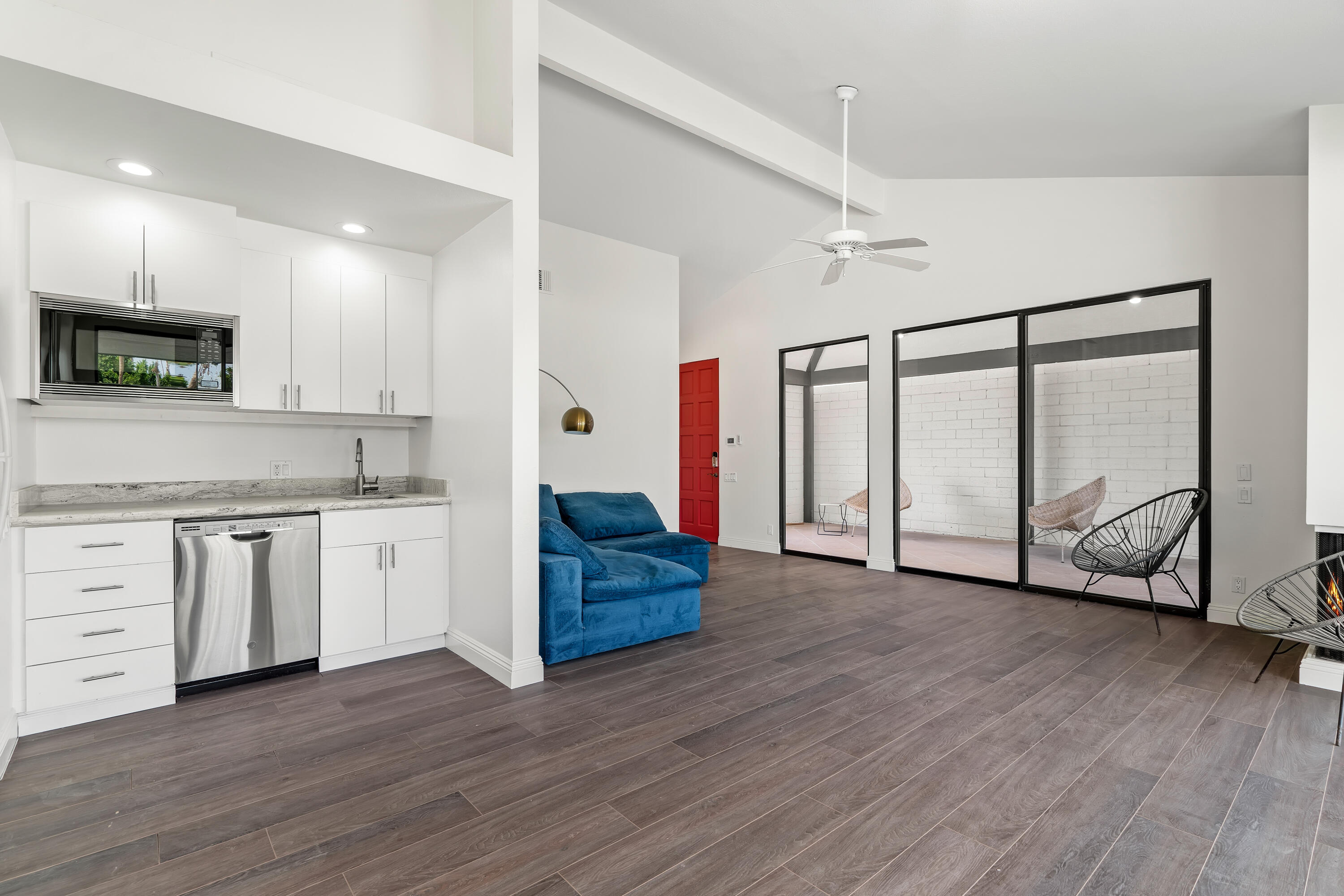 401 Iris Lane Rancho Mirage, CA 92270 - Photo 73 of 87 a view of a kitchen with wooden floor and electronic appliances