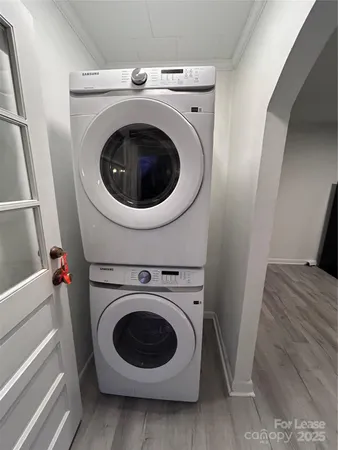 a utility room with dryer and washer