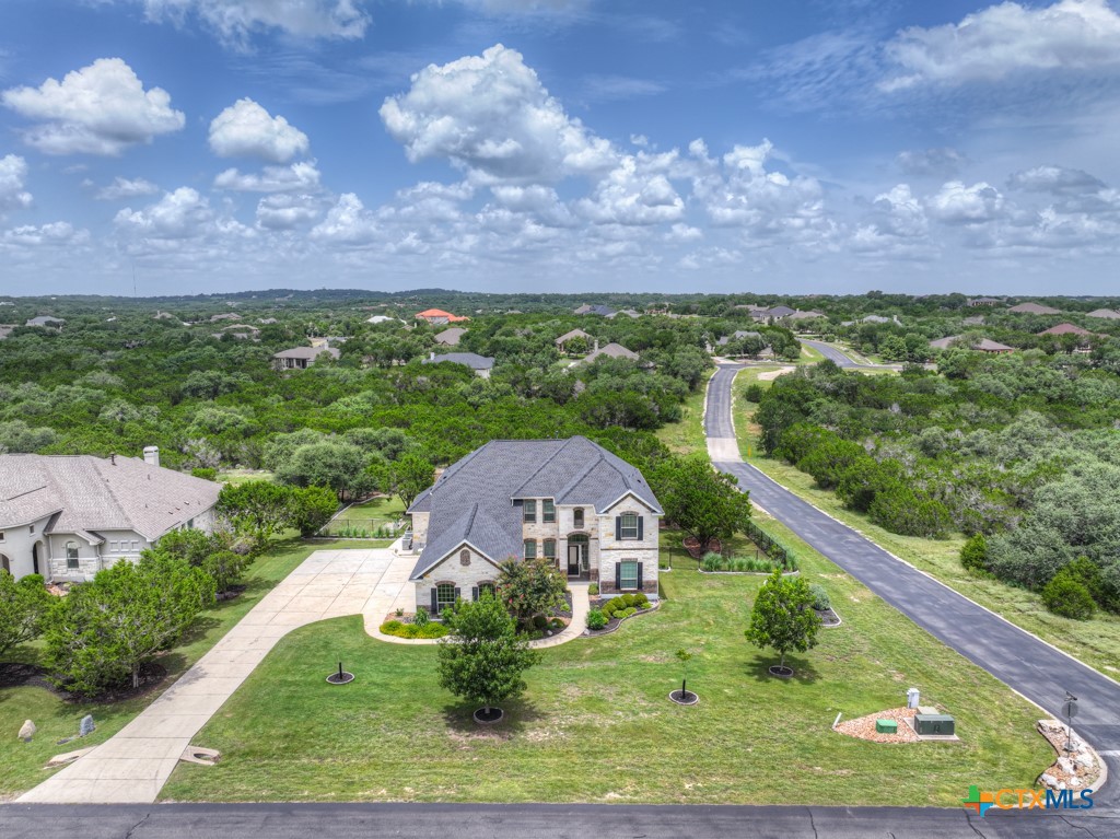 an aerial view of a house