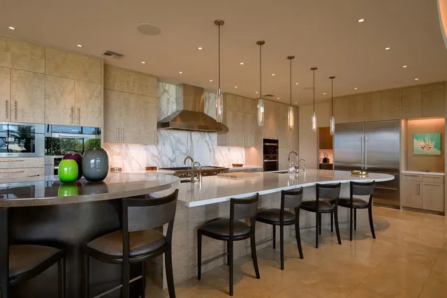 a kitchen with lots of counter top space