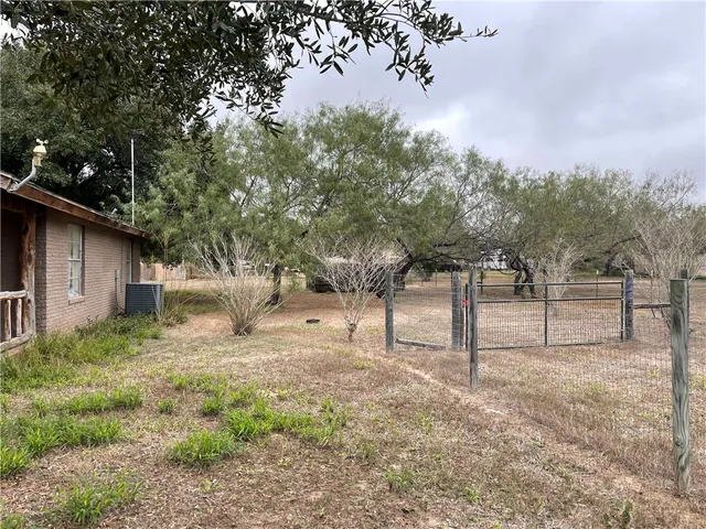 a view of a yard with a tree
