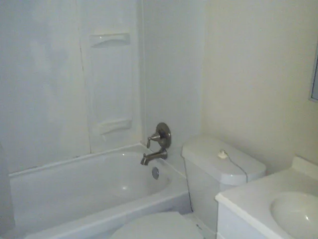 a bathroom with a bathtub