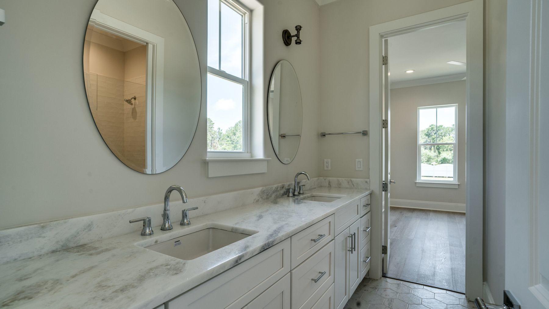 68 Sunset Key Inlet Beach, FL 32461 - Photo 24 of 29 a bathroom with a granite countertop double vanity sink and a mirror