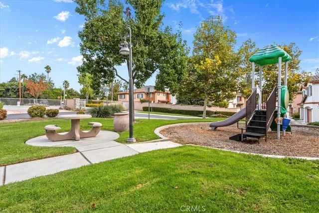 a view of a park with slide